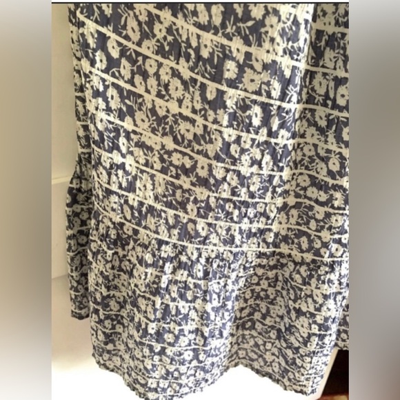 Rails Navy Floral Camellia Seersucker Valentina Peasant Dress womens S like new! - Picture 3 of 7